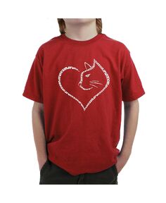Кошачье сердце — детская футболка с надписью для мальчика LA Pop Art