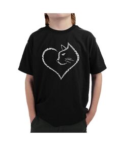 Кошачье сердце — детская футболка с надписью для мальчика LA Pop Art