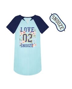 Пижамный комплект с рубашкой для сна и маской для глаз для маленьких девочек, 2 предмета Sleep On It