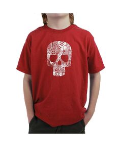 Детский рок-н-ролльный череп - футболка для мальчика с надписью Word Art LA Pop Art