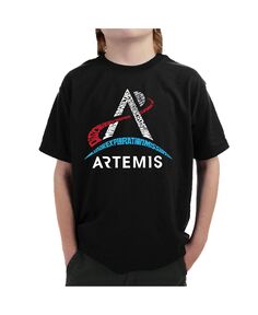 Детский логотип NASA Artemis — футболка для мальчиков с надписью Word Art LA Pop Art
