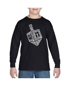 Детский Hanukkah Dreidel — футболка с длинными рукавами и надписью Word Art для мальчиков LA Pop Art