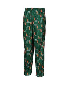 Фланелевые пижамные штаны с логотипом команды Miami Hurricanes Big Boys Green Team Genuine Stuff