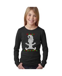 Детский рождественский эльф — футболка с длинными рукавами и надписью Word Art для девочек LA Pop Art