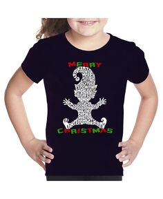 Детский рождественский эльф - футболка для девочек с рисунком Word Art LA Pop Art