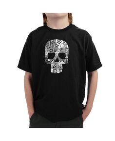 Детский рок-н-ролльный череп - футболка для мальчика с надписью Word Art LA Pop Art