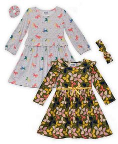 Комплект из 2 платьев для маленьких девочек с аксессуарами для волос Blueberi Boulevard