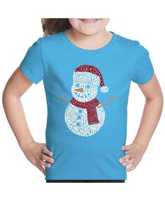 Рождественский снеговик — детская футболка с рисунком для девочек LA Pop Art