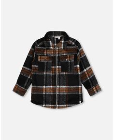 Куртка-рубашка в клетку для мальчика, черно-коричневая — для малышей|Детей Deux par Deux