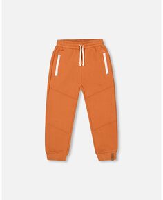 Флисовые спортивные штаны для мальчиков с карманами на молнии, коричнево-оранжевые — для малышей|детей Deux par Deux