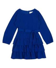 Трикотажное платье с блестками для маленьких девочек и многоярусная юбка с рюшами Rare Editions