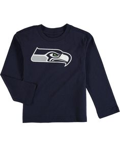 Темно-синяя футболка с длинными рукавами и логотипом команды Seattle Seahawks для мальчиков и девочек дошкольного возраста Outerstuff