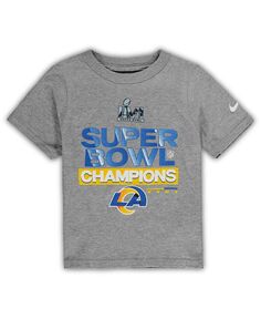 Серая футболка Los Angeles Rams Super Bowl LVI Champs Trophy для мальчиков и девочек для малышей Nike