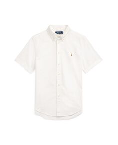 Хлопковая оксфордская рубашка с короткими рукавами для больших мальчиков Polo Ralph Lauren