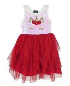 Платье с пайетками и единорогом для маленьких девочек и сетчатая юбка с рюшами Pink &amp; Violet