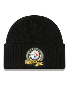 Черная вязаная шапка для юношей Pittsburgh Steelers Salute To Service 2022 New Era