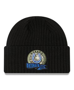 Черная вязаная шапка салют для мальчиков Indianapolis Colts 2022 New Era