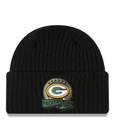 Черная вязаная шапка Green Bay Packers для мальчиков Youth Boys Salute To Service 2022 New Era