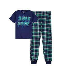 Топ с короткими рукавами для больших мальчиков и брюки-джоггеры в клетку, комплект из 2 предметов Max &amp; Olivia