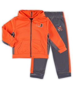 Комплект из куртки с капюшоном и брюк на молнии во всю длину для мальчиков оранжевого и серого цвета Miami Hurricanes Shark Colosseum