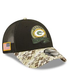 Кепка Snapback Trucker 9FORTY для юношей черного цвета, камуфляж Green Bay Packers 2022 Salute To Service New Era