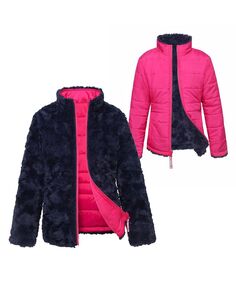 Двусторонняя куртка-пуховик из шерпа для маленьких и больших девочек из флиса Rokka&amp;Rolla Rokka&Rolla