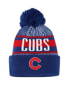 Вязаная шапка в полоску с манжетами и помпоном для мальчиков Royal Chicago Cubs New Era