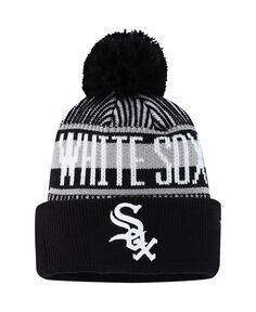 Вязаная шапка с манжетами и помпоном в полоску, черная, для мальчиков, Chicago White Sox New Era