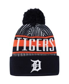 Темно-синяя вязаная шапка с манжетами и помпоном в полоску для мальчиков Youth Boys Detroit Tigers New Era