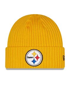 Классическая вязаная шапка для мальчиков золотого цвета Pittsburgh Steelers Core с манжетами New Era