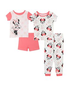 Пижамы с короткими рукавами для маленьких девочек, комплект из 4 предметов Minnie Mouse