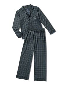 Зеленый клетчатый воротник на пуговицах для маленьких и больших мальчиков - пижамный комплект из 2 предметов Tahari