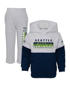 Комплект из худи и брюк Playmaker для мальчиков для малышей Heather Grey, College Navy Seattle Seahawks Playmaker Outerstuff