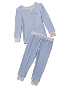 Полосатый топ с длинными рукавами и разрезом на шее для девочек-подростков и пижамный комплект из 2 предметов для бега для девочек Tahari