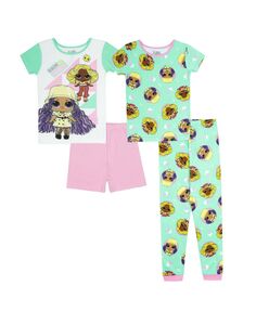 Пижамный комплект с круглым вырезом для маленьких девочек, 4 предмета LOL Surprise!