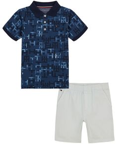 Рубашка-поло с логотипом и шорты из твила для мальчиков для малышей Tommy Hilfiger