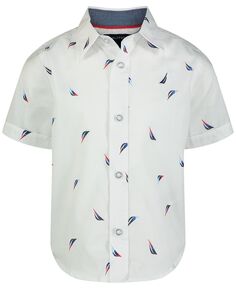 Рубашка с короткими рукавами и разноцветным принтом паруса для маленьких мальчиков Nautica
