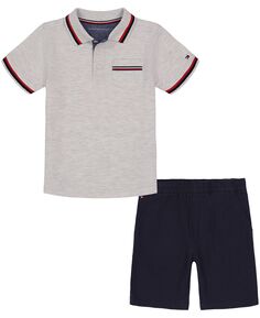 Рубашка-поло с окантовкой и саржевые шорты для мальчиков-малышей Tommy Hilfiger
