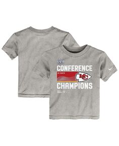 Серая футболка для мальчиков и девочек «Канзас-Сити Чифс» из коллекции трофеев чемпионов АФК 2022 года Nike
