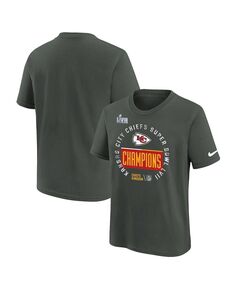 Антрацитовая футболка Kansas City Chiefs Super Bowl LVII Champions для мальчиков и девочек дошкольного возраста, коллекция трофеев в раздевалке Nike