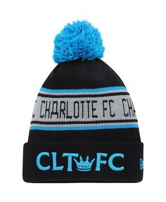 Черная вязаная шапка с манжетами и помпоном для мальчиков Youth Boys Charlotte FC New Era