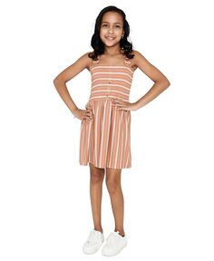 Полосатое трикотажное платье со сборками для больших девочек Rare Editions