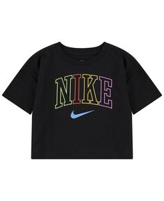 Свободный топ с короткими рукавами в стиле ретро для маленьких девочек Nike