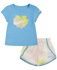 Футболка и шорты Just DIY It для маленьких девочек, комплект из 2 предметов Nike