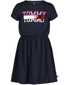 Платье с затягивающейся талией и логотипом с откидными пайетками для больших девочек Tommy Hilfiger