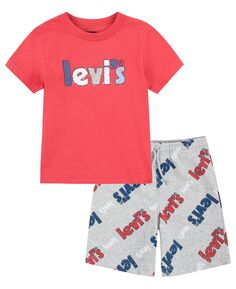 Футболка и шорты с плакатом Little Boys, комплект из 2 предметов Levi&apos;s Levis