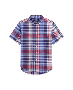 Рубашка в клетку из хлопкового поплина с короткими рукавами для малышей и маленьких мальчиков Polo Ralph Lauren