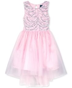 Платье из сетки с пайетками и высоким и низким вырезом для маленьких девочек и маленьких девочек Pink &amp; Violet