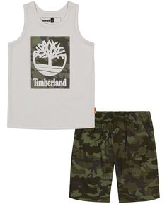 Комплект майки Little Boys Tree Logo и шорт из камуфляжного поплина, 2 предмета Timberland