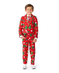 Комплект костюма с застежкой на пуговицы и рождественскими елками для больших мальчиков Suitmeister